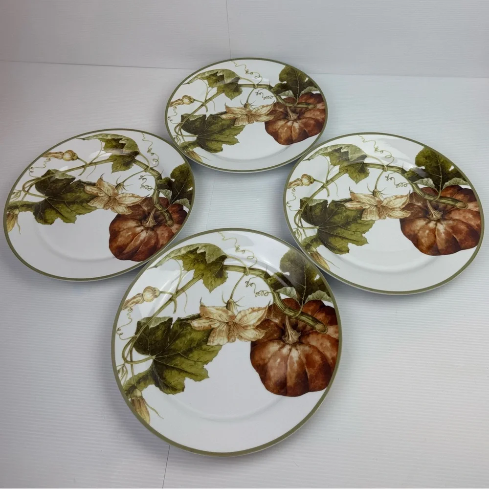 Williams Sonoma California Botanical Pumpkin Dinner Ceramic Plates 11” Ceramic